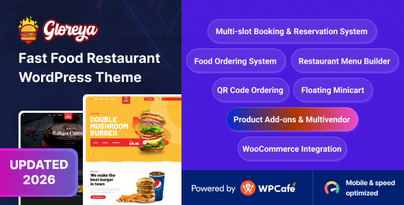 Gloreya – Food & Restaurant WordPress Theme