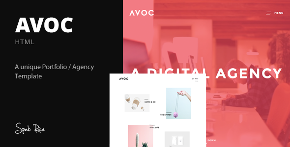 Avoc – Minimal Portfolio / Agency Template