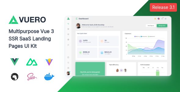 Vuero – Vuejs, Nuxt, Electron – Admin and Webapp UI Kit