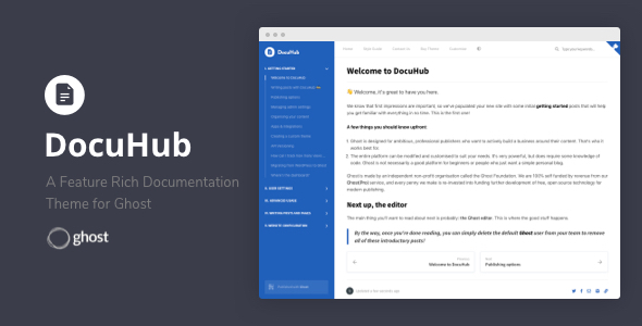 DocuHub – A Modern Documentation Theme for Ghost