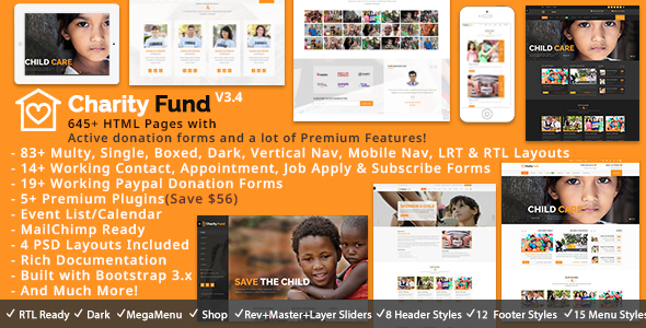 CharityFund – Nonprofit Charity HTML Template