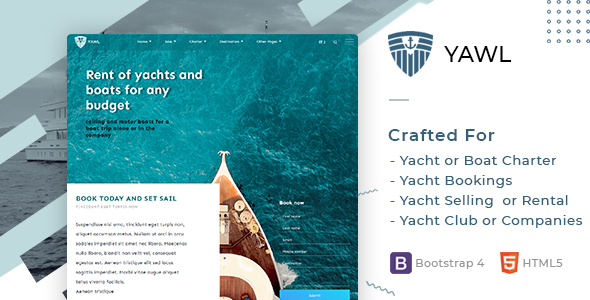 Yawl – Yacht Marine Charter Selling Booking Template