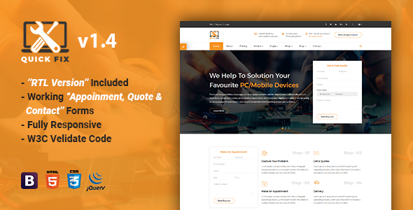 QuickFix – Multipurpose Servicing and Repairing HTML Template