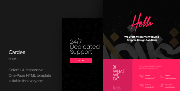 Cardea – Colorful Portfolio One Page HTML Template