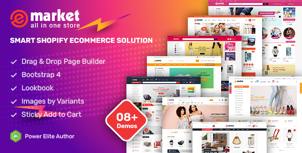 eMarket – Responsive & Multipurpose Sectioned Drag & Drop Bootstrap 4 Shopify Theme