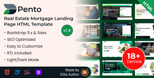 Pento – Real Estate Mortgage Landing Page Bootstrap 5 Template