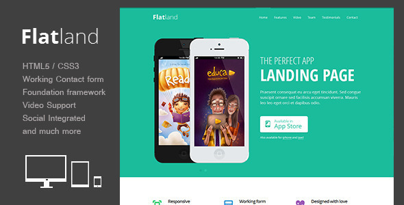 Flatland – Responsive HTML5 App landing page