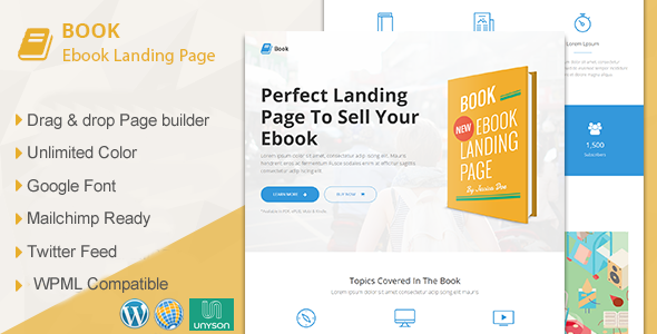 Book – Responsive Ebook Landing Page WordPress Theme