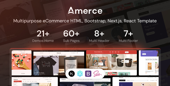 Amerce – Multipurpose eCommerce HTML, Bootstrap, Next.js, React Template
