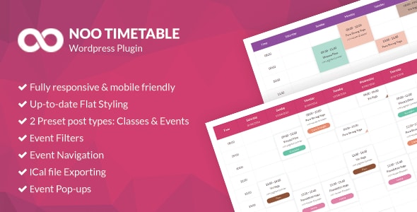 Noo Timetable – Responsive Calendar & Auto Sync WordPress Plugin