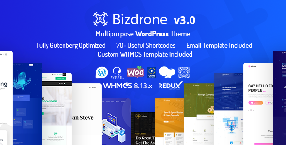 Bizdrone – ICO Crypto Landing & Cryptocurrency WordPress Theme with whmcs Template