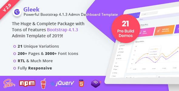 Gleek – Powerful Bootstrap 4 Admin Dashboard Template