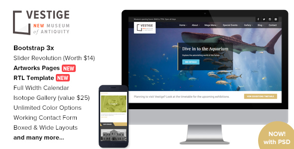 Vestige Museum – Responsive HTML5 Template