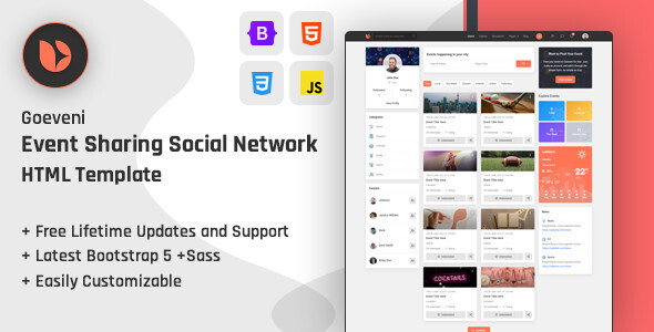 Goeveni – Event Sharing Social Network Html Template