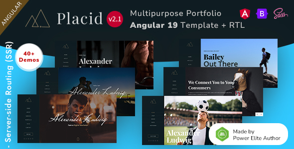 Placid – Angular 19+ Portfolio Website Template + SSR