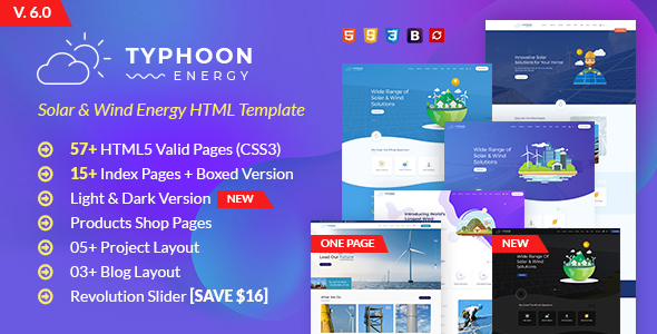 Typhoon – Solar & wind Energy eCommerce HTML Template