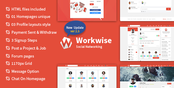 Workwise – The Freelancer And Social Networking HTML Template