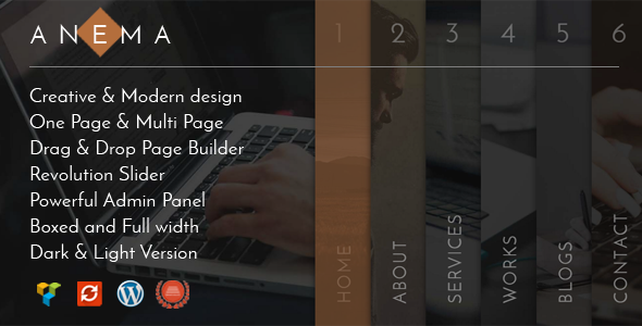 Anema – Creative OnePage & MultiPage WordPress Theme