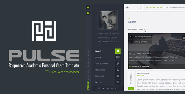 PULSE – Personal / Academic Vcard Template