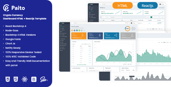 Paito – Crypto-Currency Dashboard HTML + ReactJs Template