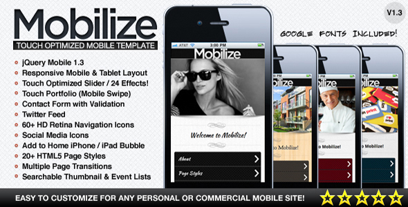 Mobilize – Touch Optimized Mobile Template
