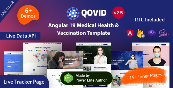 Qovid – Angular 19 Medical Health & Vaccination Centers Template