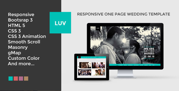 LUV – Responsive One Page HTML Wedding Template