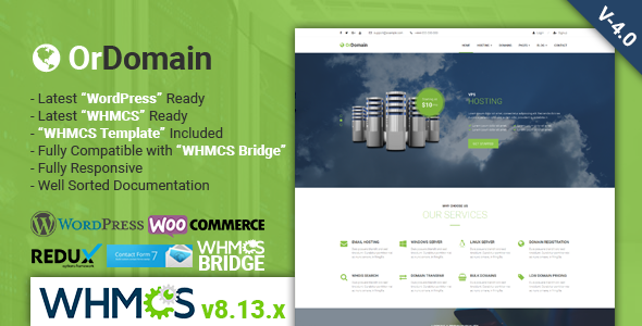 OrDomain – Responsive WHMCS Hosting WordPress Theme