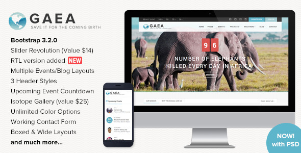 GAEA – Responsive Environmental HTML5 Template