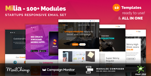 Milia – Responsive Email Set for Agencies, Startups & Creative Teams