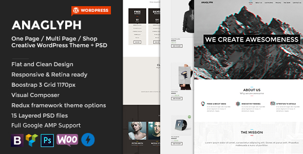 ANAGLYPH – One page / Multi Page WordPress Theme