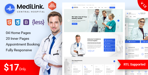 Medilink – Health & Medical Bootstrap 4 Template