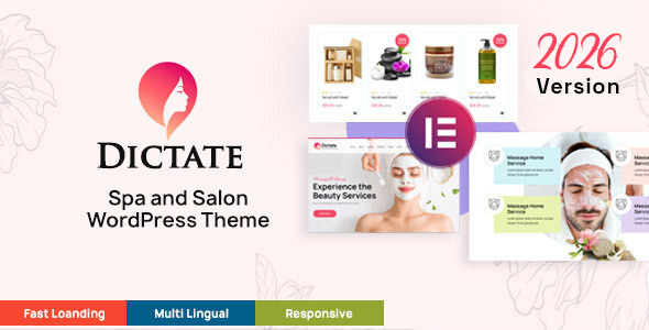 Dictate – Spa and Beauty Salon WordPress Theme 2026 with Paid Appointment System