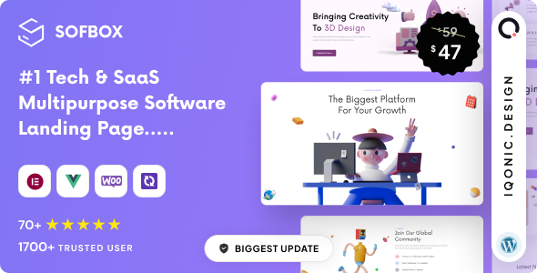 Sofbox v5.0 – Tech & SaaS Software Landing Page (WordPress)