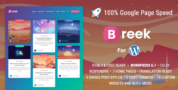 Breek – Minimal Lightweight Masonry AMP Theme for WordPress