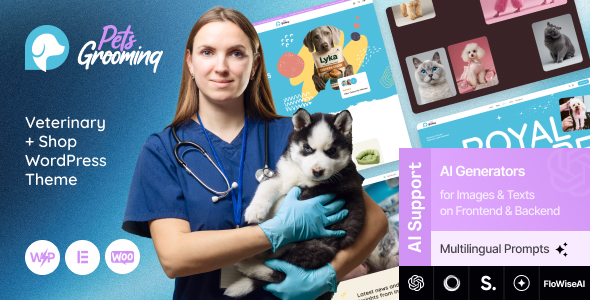 Pets Grooming – Veterinary Shop Elementor WordPress Theme