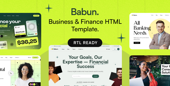 Babun – Business & Finance Responsive HTML5 + RTL Template