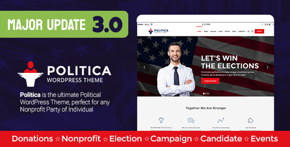 Politica – A Modern Political Party & Candidate WordPress Theme