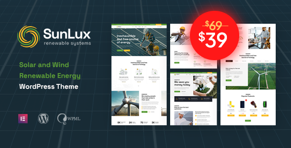 Sunlux – Solar and Green Energy WordPress Theme