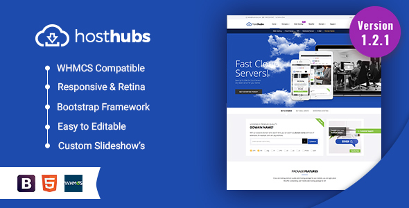 HostHubs – Responsive WHMCS Web Hosting, Domain, Technology Site Template