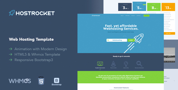 Hostrocket – WHMCS & HTML Landing Page