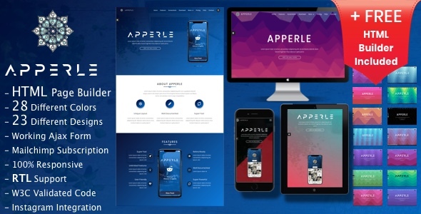 Apperle – Responsive App Landing Page HTML template