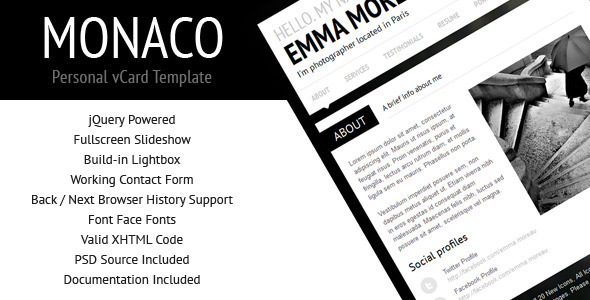 Monaco – Personal vCard Template