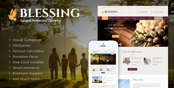 Blessing – Funeral Home Services & Cremation Parlor WordPress Theme