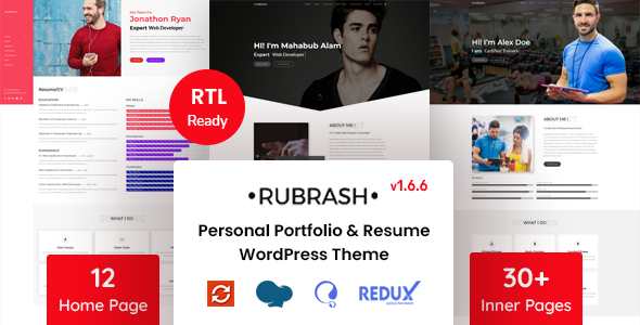 Rubrash – Personal Portfolio WordPress Theme