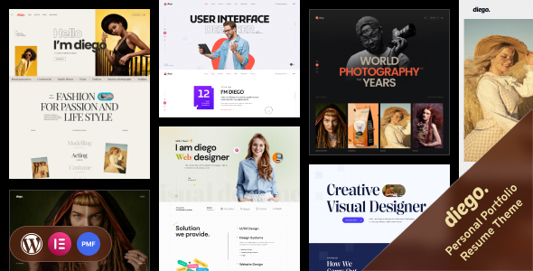 Diego – Creative Personal Portfolio & Resume WordPress Theme