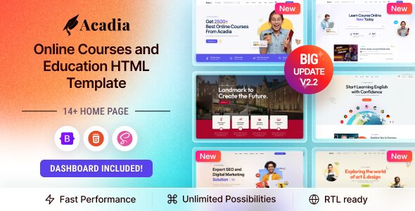 Acadia – Online Courses & Education Template