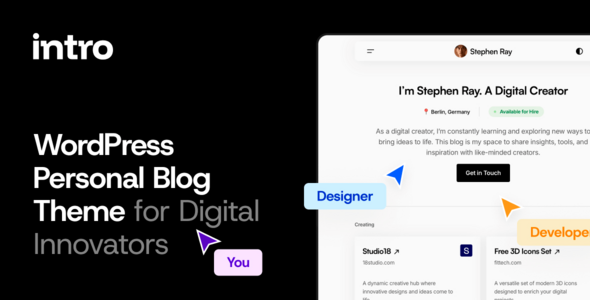 Intro – Personal Digital Blog WordPress Theme
