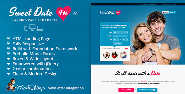 Sweet Date – Premium Landing Page for Lovers