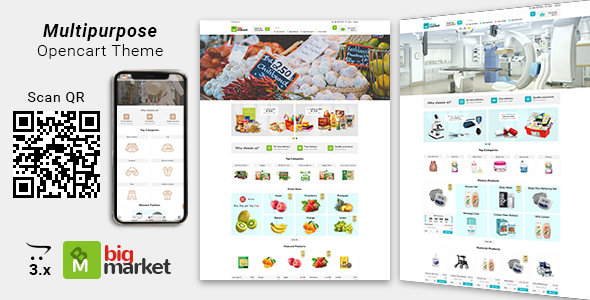 Bigmarket – Multipurpose Responsive  Grocery – Drugs – Fashion Opencart 3.X Theme